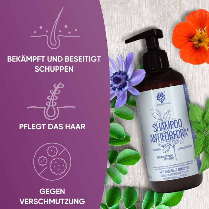 Bio Anti-Schuppen Moringa Shampoo mit Kapuzinerkresse und Brennnessel