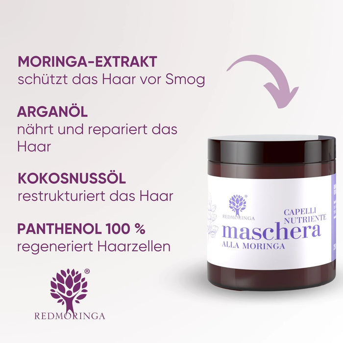 Trockenhaarmaskemit Moringa und Oko Bio Kokosnussol