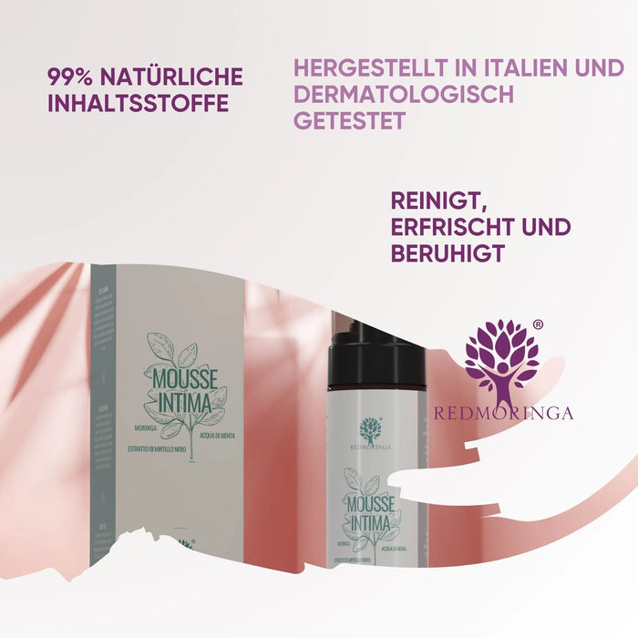 Zarter und beruhigender Intimreiniger mit Moringa in Mousse
