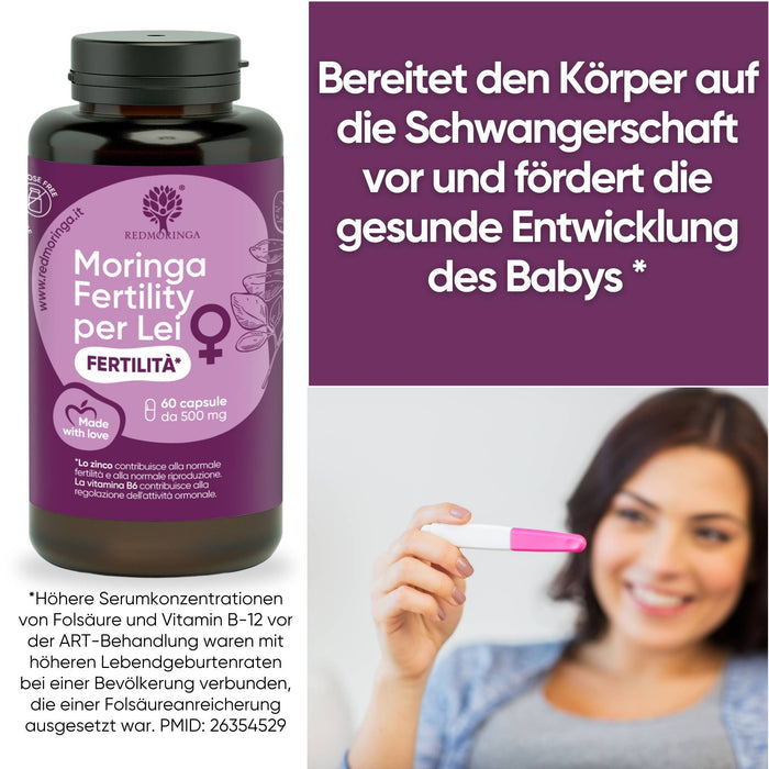 Nahrungsergänzung für weibliche Fruchtbarkeit mit Moringa, Coenzym Q10 und Resveratrol
