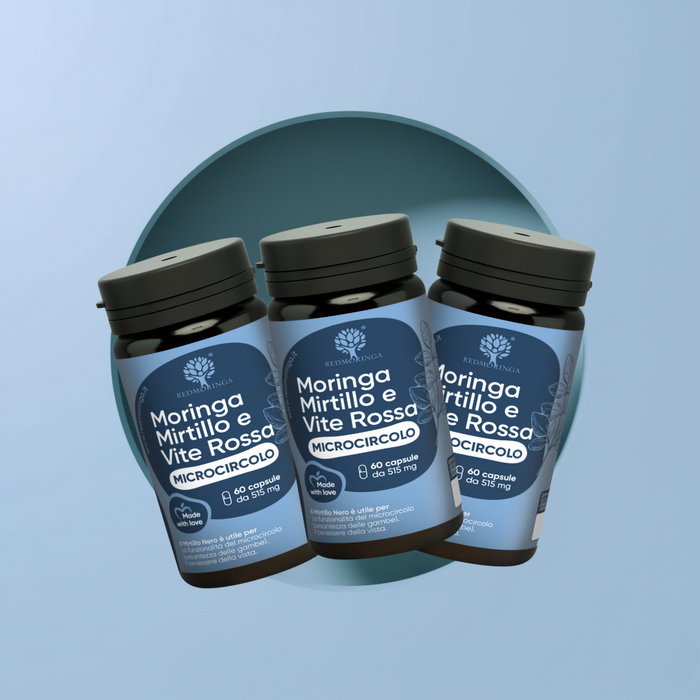Integratore Microcircolo Gambe e Vene con Mirtillo Nero, Vite Rossa e Moringa