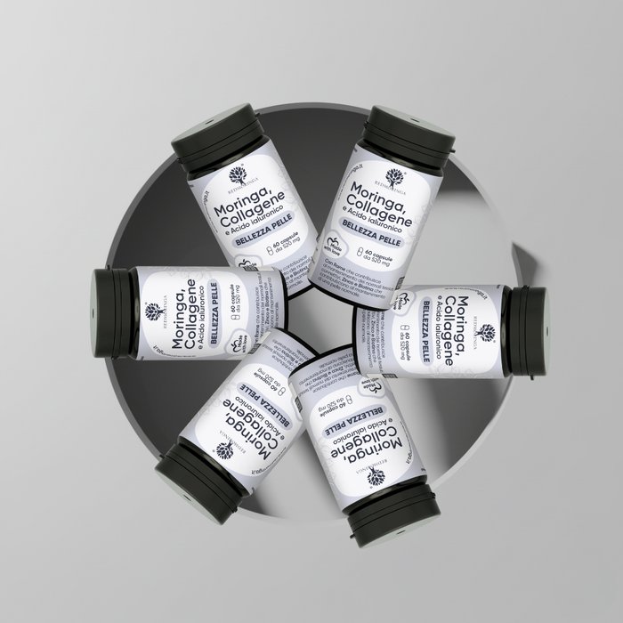 Nahrungsergänzungsmittel mit Kollagen, Hyaluronsäure und Moringa für die Schönheit