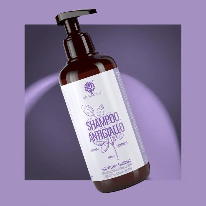 Silbershampoo Anti-Gelbstich Eco Bio mit Moringa & Malve | Lila Shampoo für blondiertes, graues & weißes Haar – Kühlerer Ton