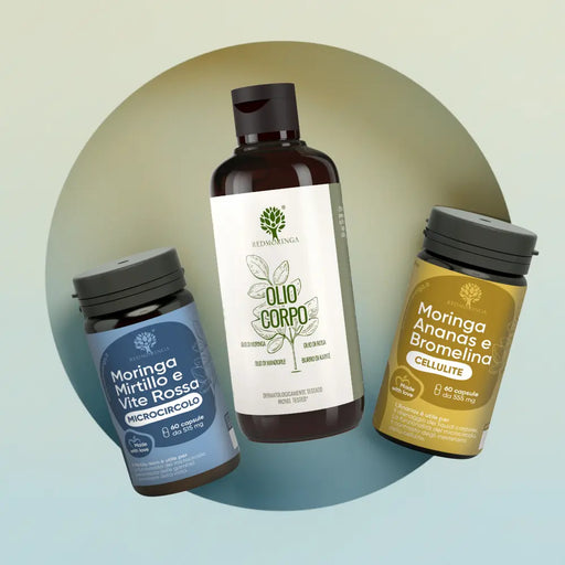 Moringa, Mirtillo e Vite Rossa - Microcircolo
Olio Corpo RedMoringa
Moringa, Ananas e Bromelina - Cellulite