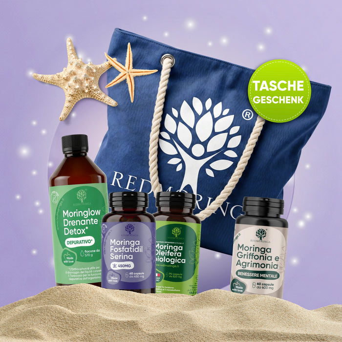 Sommer-Set Anti-Cortisol | Bio-Moringa + Phosphatidylserin + Benessere Mentale | Stress · Energie · Balance