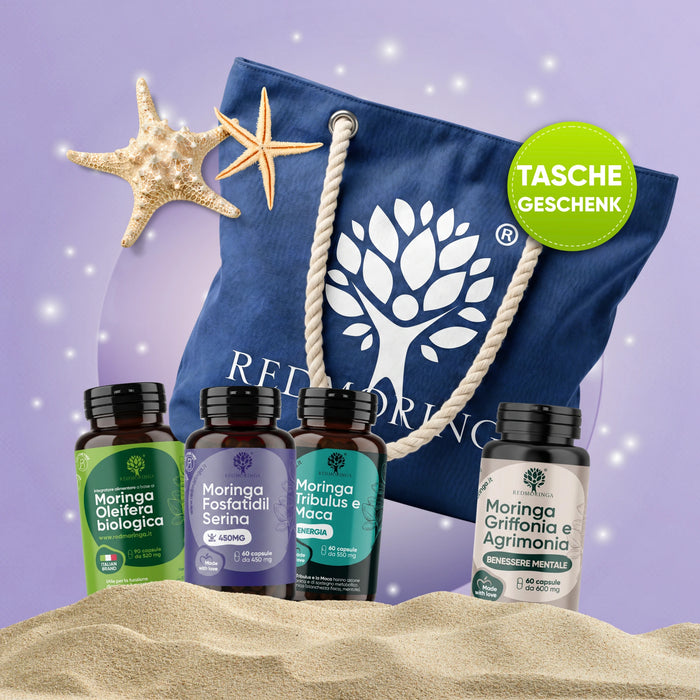 Sommer-Set Anti-Cortisol | Bio-Moringa + Phosphatidylserin + Benessere Mentale | Stress · Energie · Balance