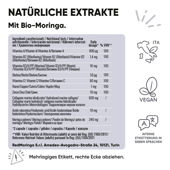 Sommer-Set In & Out | Make-up-Entferner + Anti-Falten-Serum + Moringa-Gesichtscreme + Kollagen-Kapseln