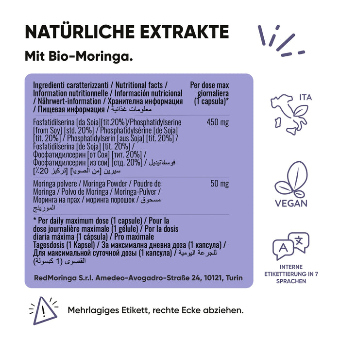 Sommer-Set Anti-Cortisol | Bio-Moringa + Phosphatidylserin + Benessere Mentale | Stress · Energie · Balance