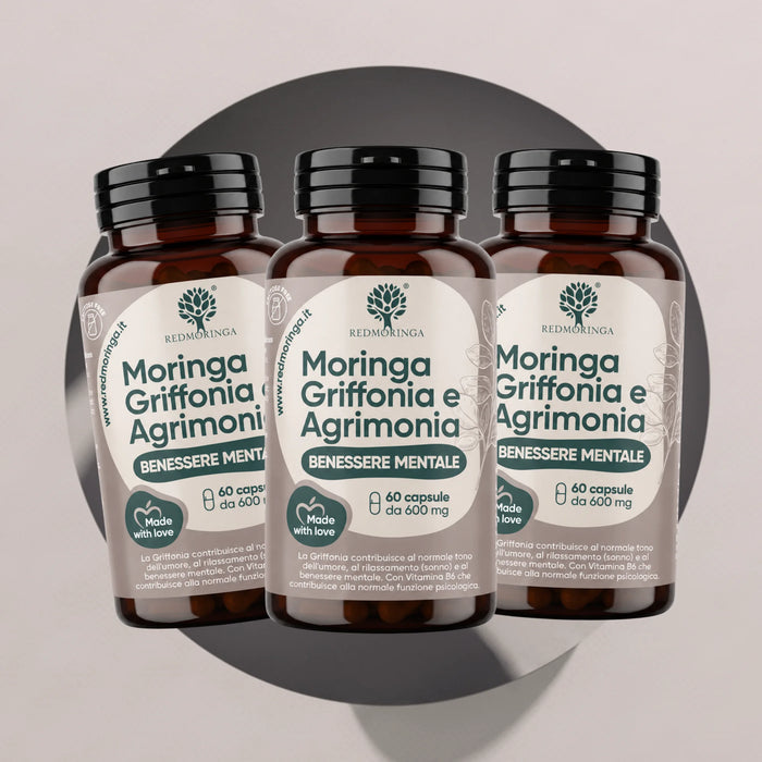 Griffonia 5-HTP, Odermennig, Hafer, Vitamin B6 + Bio-Moringa | Vitamin B6 trägt zur normalen psychischen Funktion bei