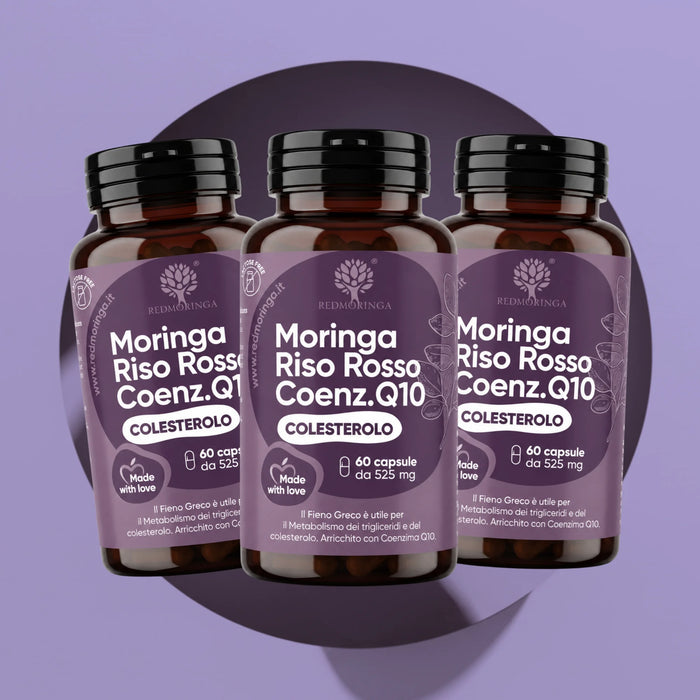Fermentierter Roter Reis (2,99 mg Monacolin K), Artischocke, Bockshornklee, Coenzym Q10 + Bio-Moringa | Kapseln