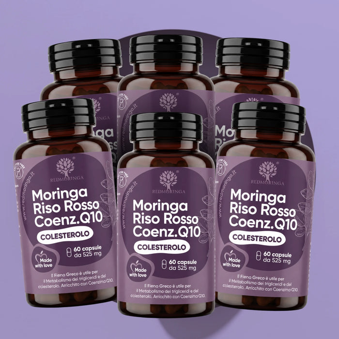Fermentierter Roter Reis (2,99 mg Monacolin K), Artischocke, Bockshornklee, Coenzym Q10 + Bio-Moringa | Kapseln