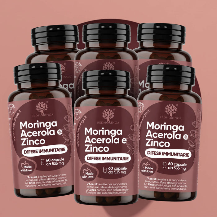Immunsystem-Kapseln: Acerola (200 mg natürliches Vitamin C), Zink 8 mg + Bio-Moringa