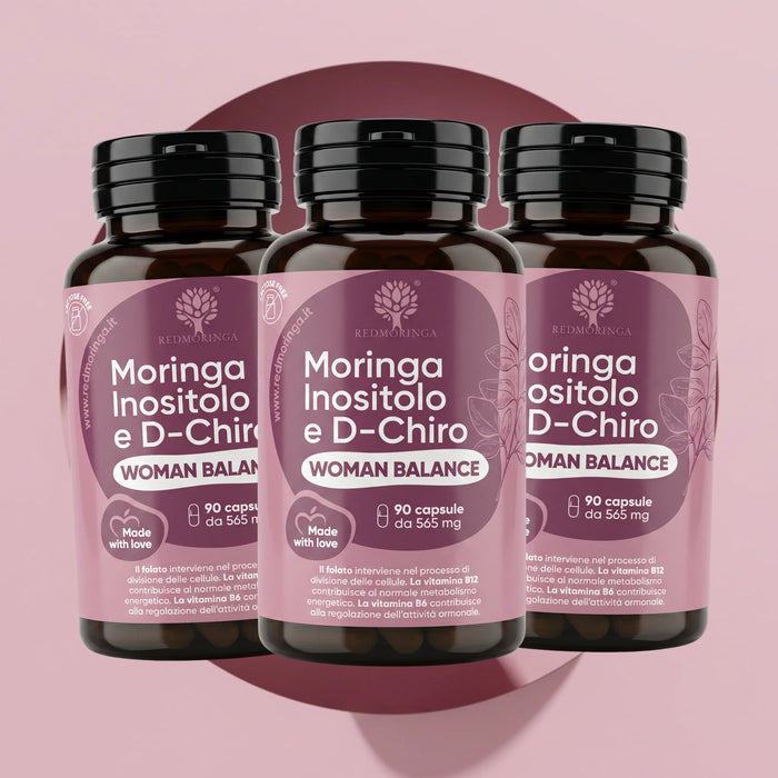 Woman Balance: Myo-Inositol 1.200 mg + D-Chiro-Inositol, Zink, B-Vitamine, Vitamin D3 + Bio-Moringa | 90 Kapseln