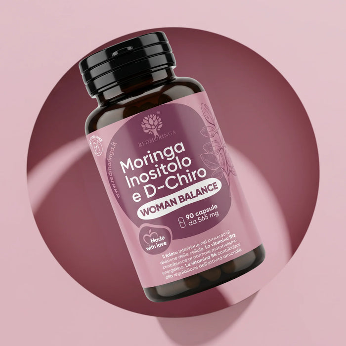 Woman Balance: Myo-Inositol 1.200 mg + D-Chiro-Inositol, Zink, B-Vitamine, Vitamin D3 + Bio-Moringa | 90 Kapseln