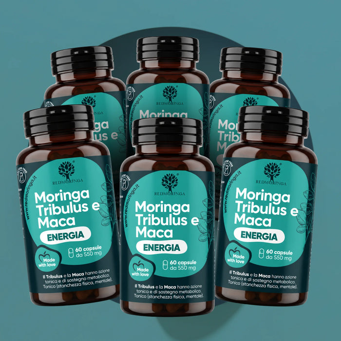 Sport-Kapseln: Tribulus Terrestris 90 % Saponine, Maca, Bockshornklee + Bio-Moringa
