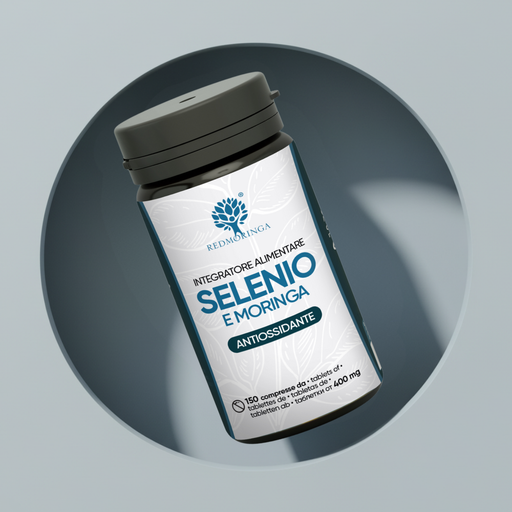 Integratore Selenio naturale RedMoringa, antiossidante che aiuta a proteggere le cellule dallo stress ossidativo.