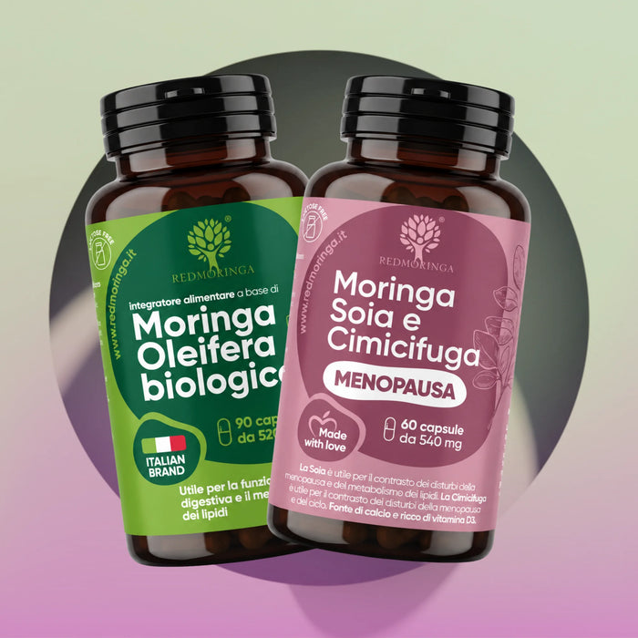 Set für die Wechseljahre | Soja-Isoflavone, Traubensilberkerze, Salbei, Calcium, D3 + Bio-Moringa | 2 Produkte