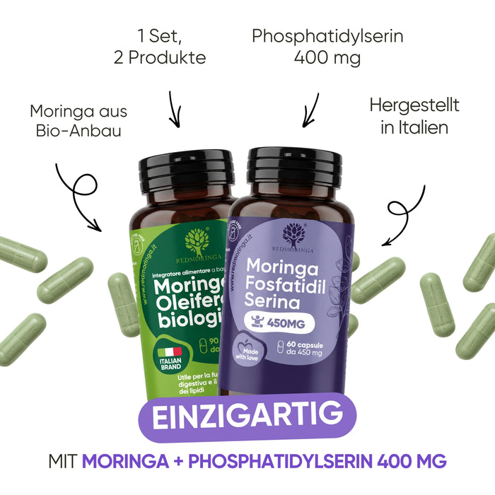 Low Cortisol Set: Moringa und Phosphatidylserin 400 mg