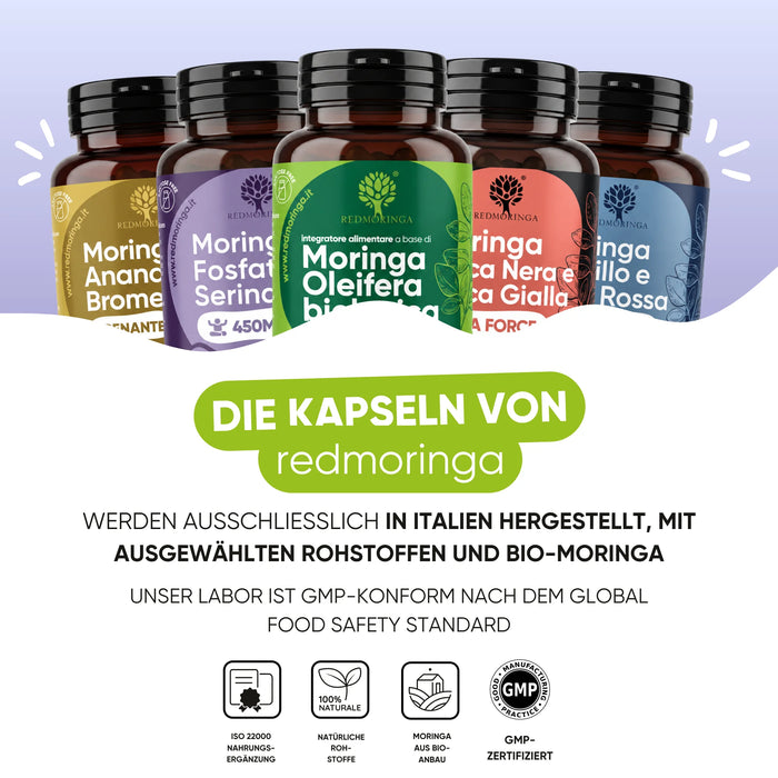RedMoringa Nahrungsergänzungsmittel werden in Italien mit Bio-Moringa hergestellt, GMP-konformes Labor