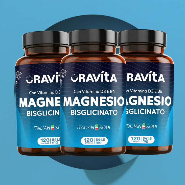 Magnesium Bisglycinat 450mg + Vitamin D3 & B6 | 120 vegane Kapseln