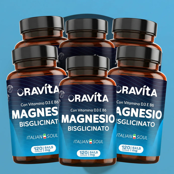 Magnesium Bisglycinat 450mg + Vitamin D3 & B6 | 120 vegane Kapseln