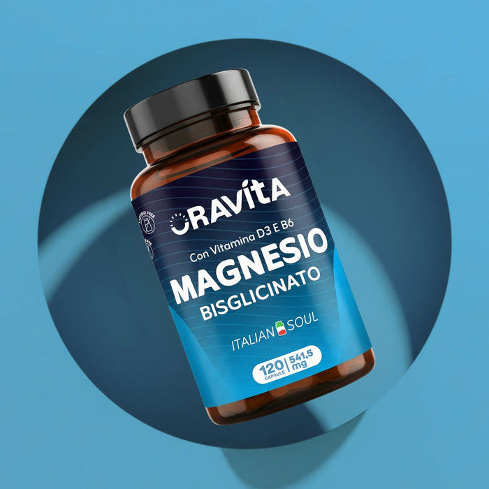 Magnesium Bisglycinat 450mg + Vitamin D3 & B6 | 120 vegane Kapseln