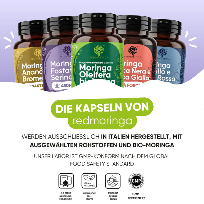 RedMoringa Nahrungsergänzungsmittel werden in Italien mit Bio-Moringa hergestellt, GMP-konformes Labor