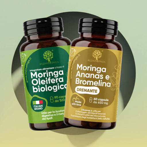 RedMoringa Set mit Bio-Moringa Oleifera, 90 Kapseln, und Moringa Ananas und Bromelain, 60 Kapseln à 650 mg