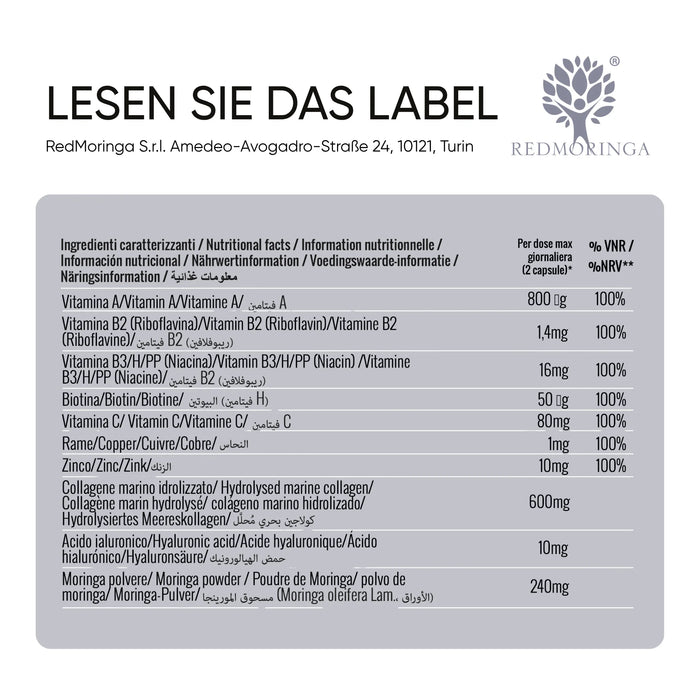 IN & OUT Gesichtsset mit Moringa | Kollagen-Kapseln + Gesichtscreme + Anti-Falten-Serum | Geschenkbox gratis