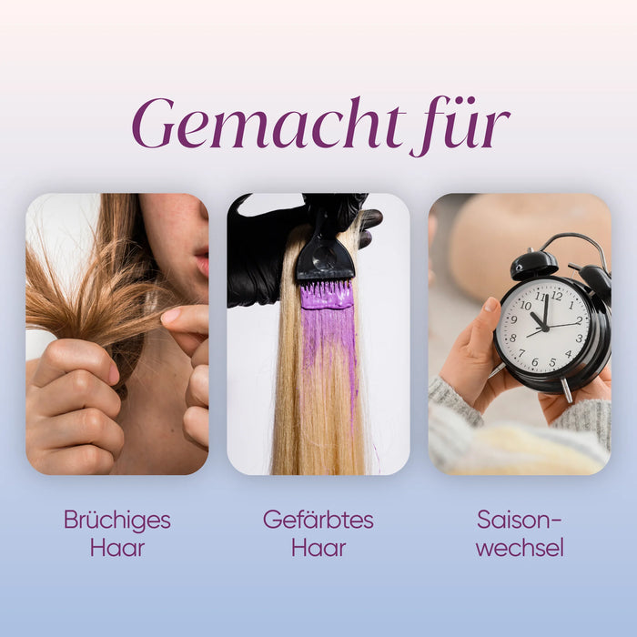 Programm für blondiertes und graues Haar IN&OUT | 2× Haar-Kapseln + Anti-Gelbstich-Shampoo mit Moringa