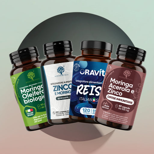 Immun-Set: Bio-Moringa, Zink + Moringa, Oravita Reishi und Acerola-Zink-Kapseln