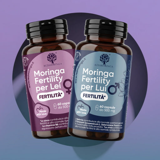 Set RedMoringa mit zwei Dosen Moringa Fertility für Sie und für Ihn, je 60 Kapseln à 500 mg